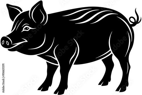 
Pig silhouette icon. Pig vector illustration
