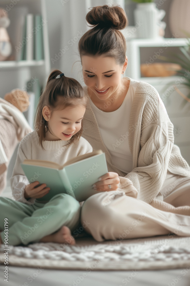 A mother and her young daughter sitting on the floor and reading a book together. a tender and intimate family moment. A heartwarming depiction of family life. A mother and her young daughter sitting on the floor and reading a book together. a tender and intimate family moment. A heartwarming depiction of family life.