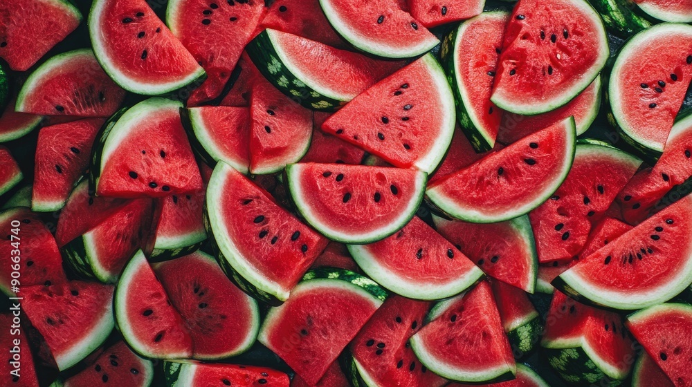 Juicy watermelon slices filling the entire frame with vibrant red and green. Juicy watermelon slices filling the entire frame with vibrant red and green.