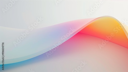 A curved, smooth surface with a gradient of pastel rainbow colors on a white background.