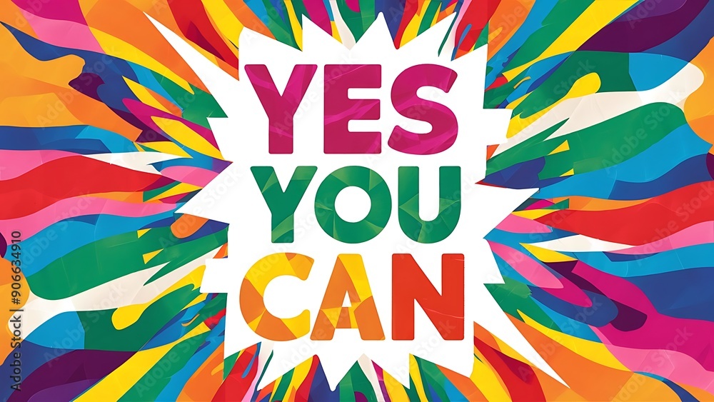 Yes You Can colorful background and text (T-shirt Design Motivational Quote, Illustration ,Typography) Yes You Can colorful background and text (T-shirt Design Motivational Quote, Illustration ,Typography)