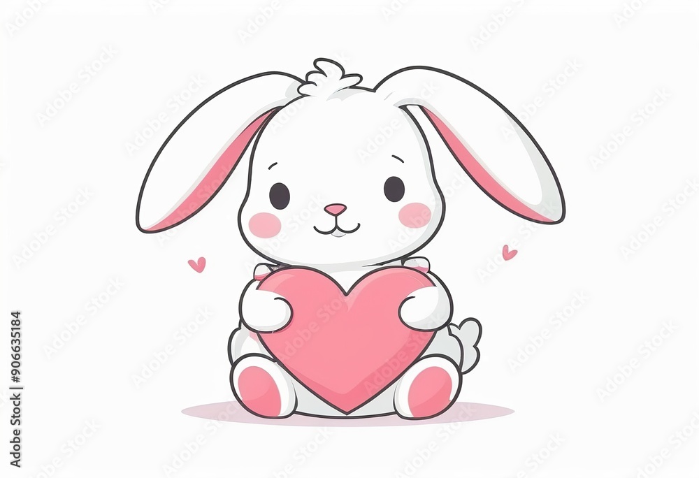Pink Heart Pillow Hugging White Rabbit Maid Cartoon Clipart Pink Heart Pillow Hugging White Rabbit Maid Cartoon Clipart