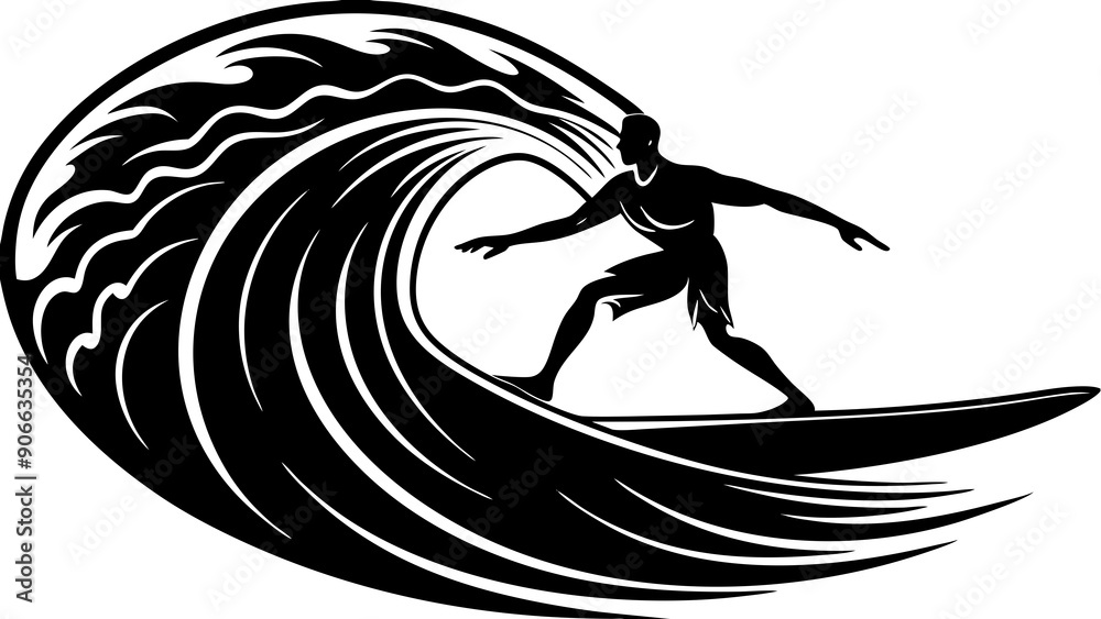 High-Quality Surfer on Wave Art for Ocean and Adventure Graphics High-Quality Surfer on Wave Art for Ocean and Adventure Graphics