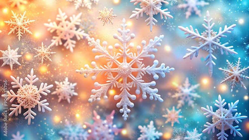 The perfect backdrop. Christmas snowflakes close-up, winter background for , decorative snowflakes in soft colors create a festive winter scene. The perfect backdrop. Christmas snowflakes close-up, winter background for , decorative snowflakes in soft colors create a festive winter scene.
