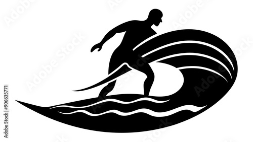 High-Quality Surfer on Wave Art for Ocean and Adventure Graphics