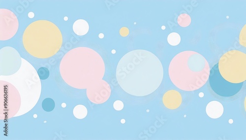 Colorful circles overlapping on abstract light blue background