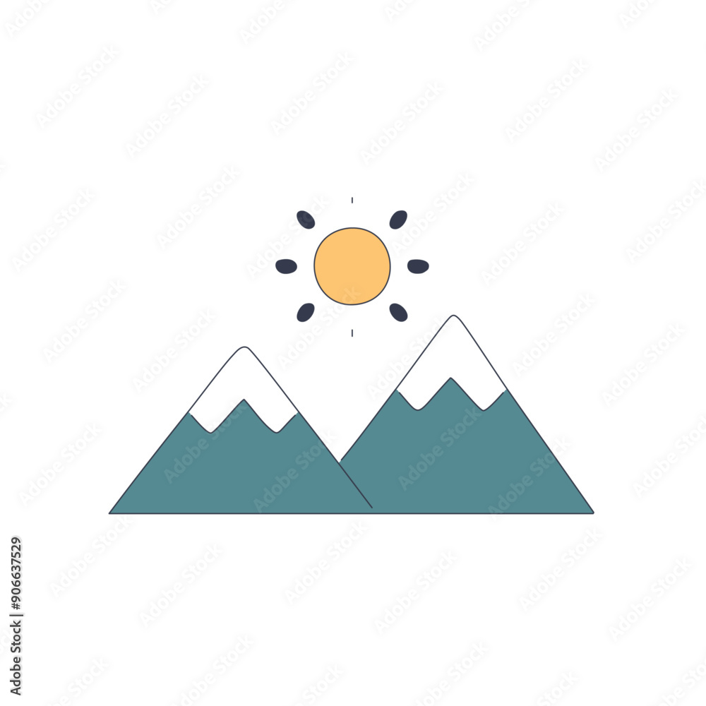 Snow cap Mountains and sun