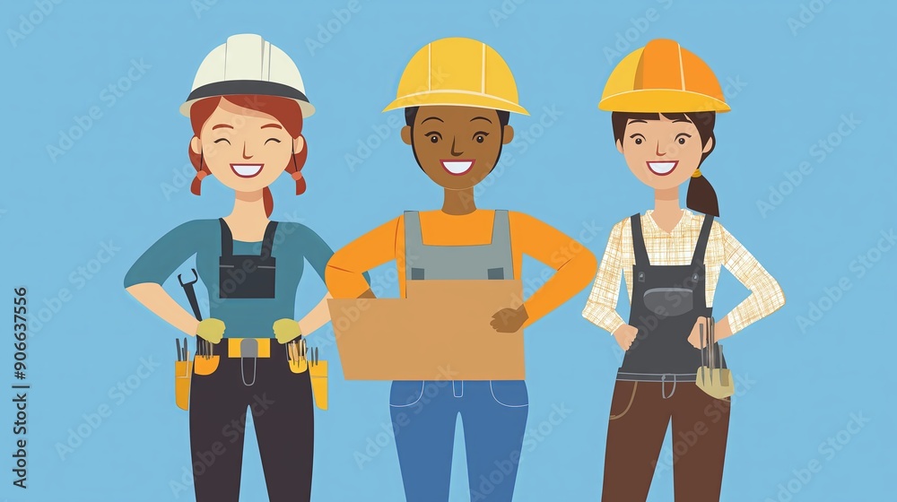 Illustration of Diverse Construction Workers in Safety Gear
Illustration of Diverse Construction Workers in Safety Gear