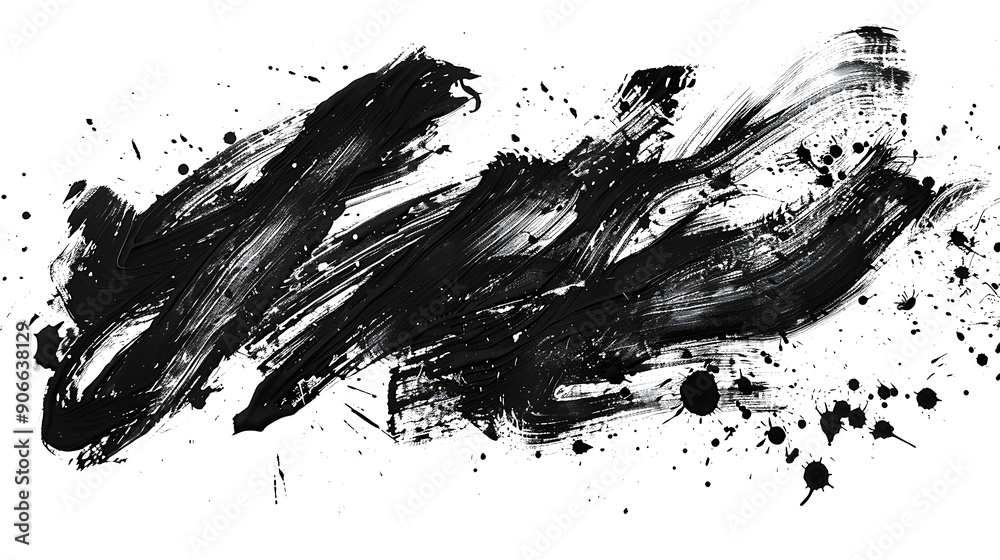 Abstract grunge-inspired black ink patterns isolated on white, evoking a sense of movement and energy Abstract grunge-inspired black ink patterns isolated on white, evoking a sense of movement and energy