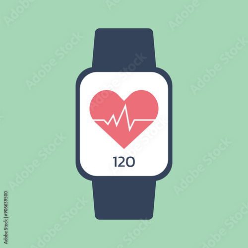 Smartwatch with Blood Pressure Monitoring, Medical equipment, Vector Flat Illustration Design