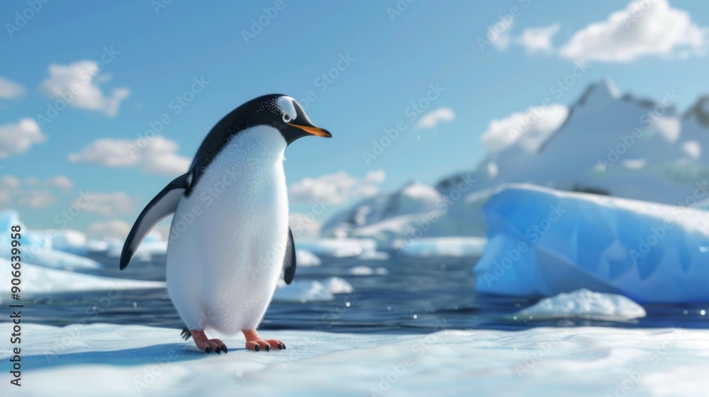 Fototapeta premium Penguin on Iceberg in Antarctica