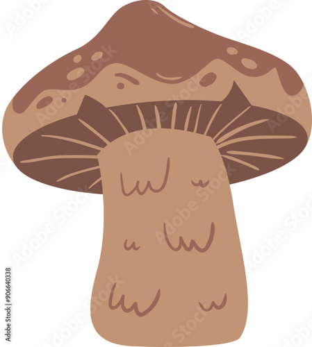 flat abstract realistic brown edible spring mushroom
