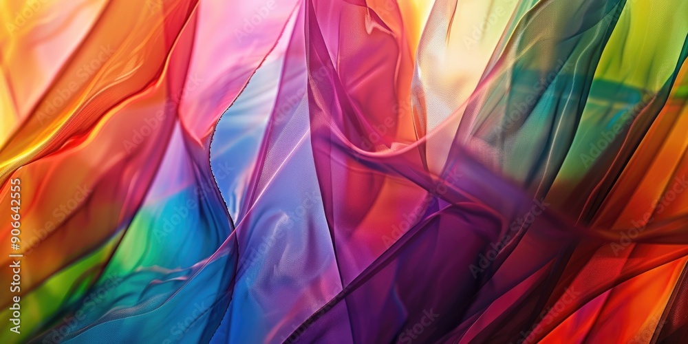 A close-up view of a collection of colorful fabrics with varying textures and patterns