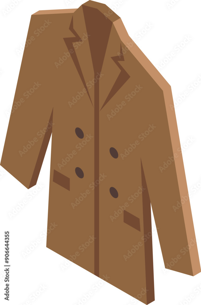 Brown trench coat with buttons and pockets hanging on an invisible mannequin Brown trench coat with buttons and pockets hanging on an invisible mannequin