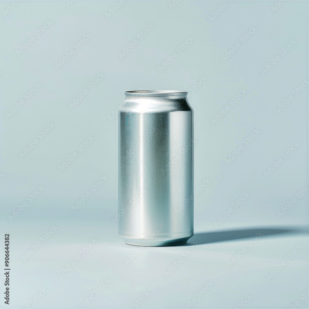 Medium shot of a Metal aluminum beverage drink can, isolated on a solid light pastel white background, Medium shot of a Metal aluminum beverage drink can, isolated on a solid light pastel white background,