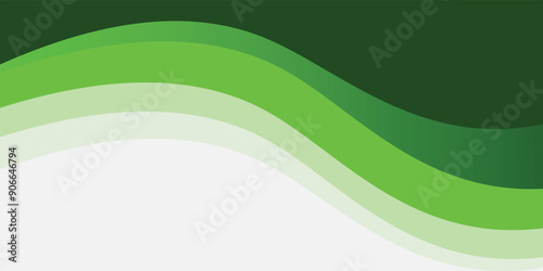 Abstract White and Green wave wide background banner