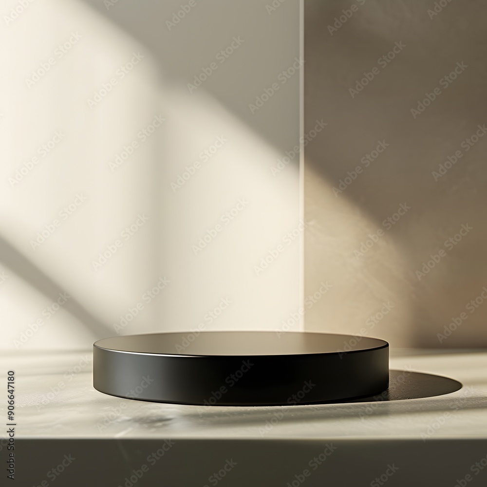 interior of a modern house with close up product display podium interior of a modern house with close up product display podium