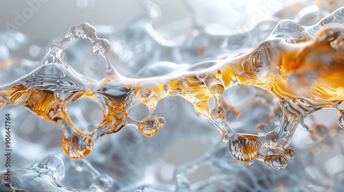 An abstract golden and light silver water on white background.