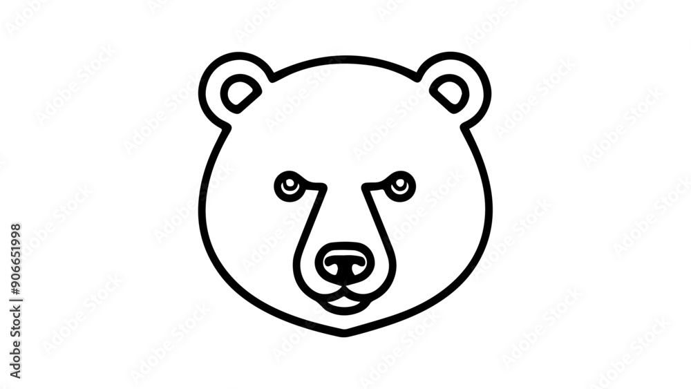 bear head outline shape vector illustration on white background, cute minimalistic bear simple cartoon vector illustration bear head outline shape vector illustration on white background, cute minimalistic bear simple cartoon vector illustration