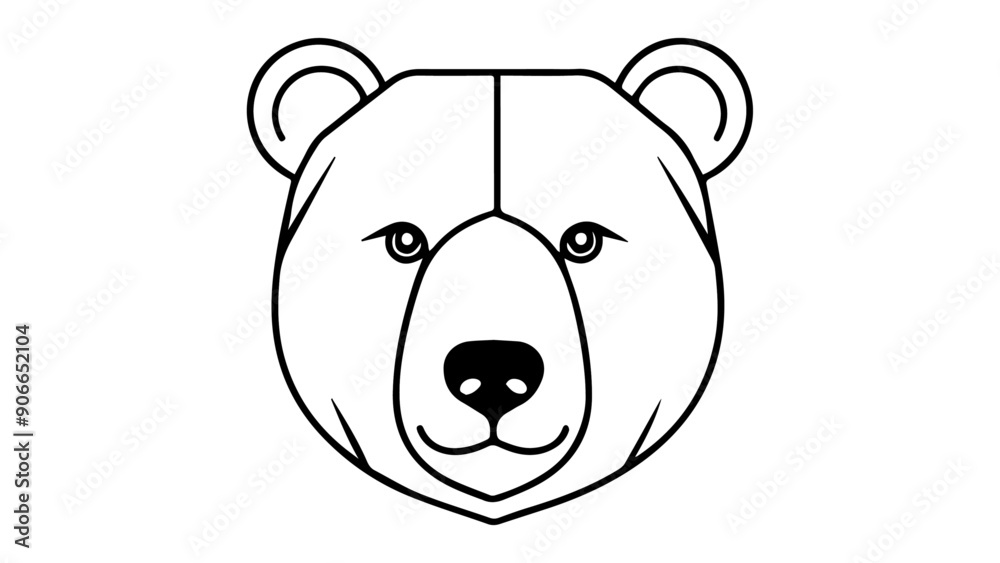 bear head outline shape vector illustration on white background, cute smiling bear face simple vector illustration bear head outline shape vector illustration on white background, cute smiling bear face simple vector illustration
