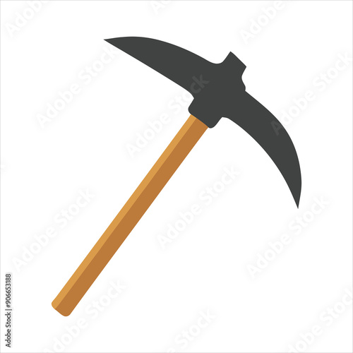 Pickaxe or axe isolated illustration on white background. Hammer and pickaxe vector in flat style. 