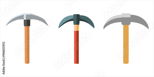 Pickaxe or axe isolated illustration on white background. Hammer and pickaxe vector in flat style. 