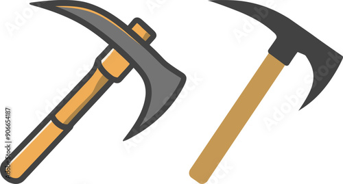 Pickaxe or axe isolated illustration on white background. Hammer and pickaxe vector in flat style. 