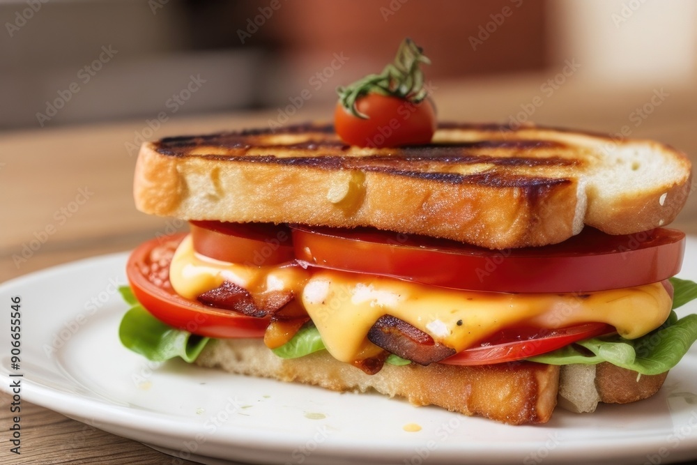grilled sandwich with bacon fried and tomato grilled sandwich with bacon fried and tomato