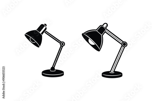 desk lamp silhouette vector illustration