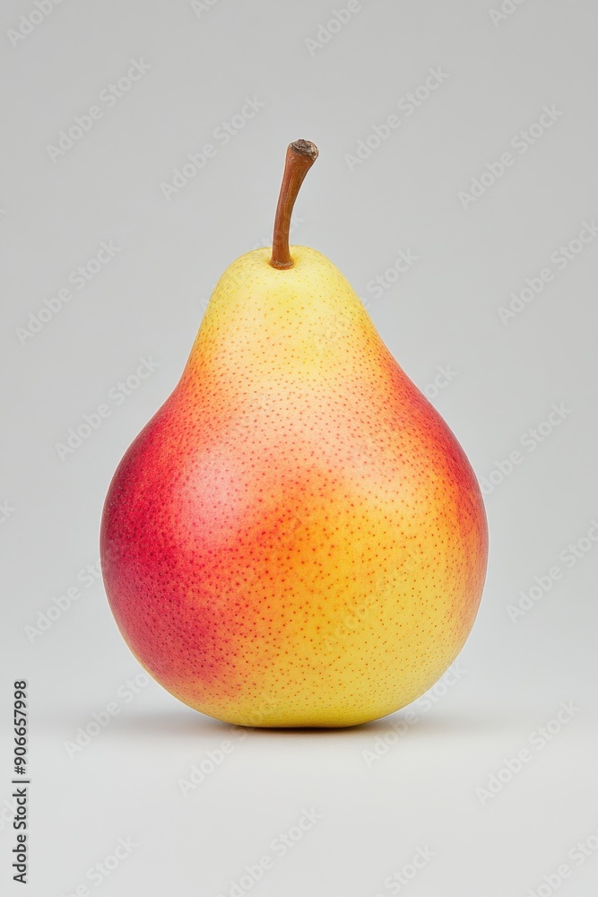 Vibrant pear glowing against soft gray background Vibrant pear glowing against soft gray background