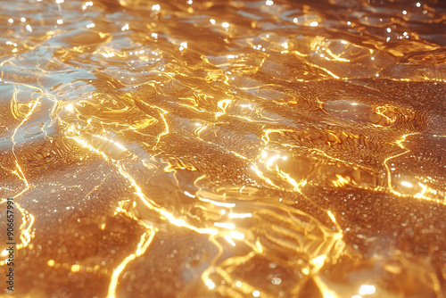 Golden Dreamy Water Reflections. Generative AI