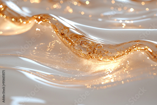 Golden Dreamy Water Reflections. Generative AI