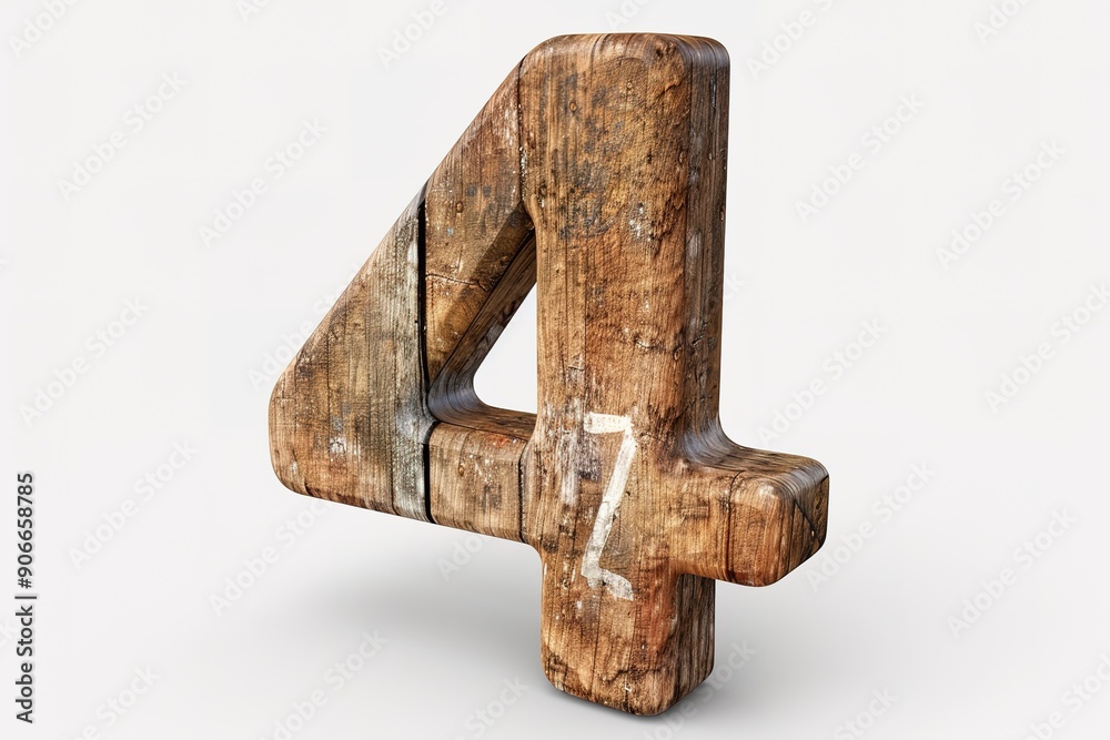 Wooden number isolated on White background 3D Illustration Wooden number isolated on White background 3D Illustration