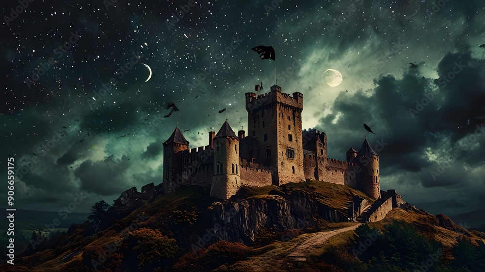 Fototapeta premium Dark Art Fantasy Castle of Wizard