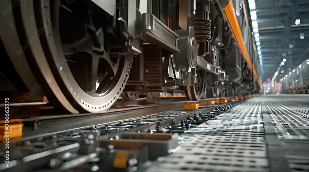 Close-up of Train Wheels on Tracks Close-up of Train Wheels on Tracks