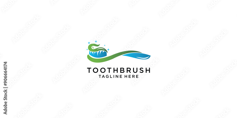 Obraz premium Toothbrush with toothpaste logo design premium vector