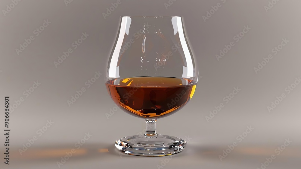 Glass of Brandy on Gray Background Glass of Brandy on Gray Background