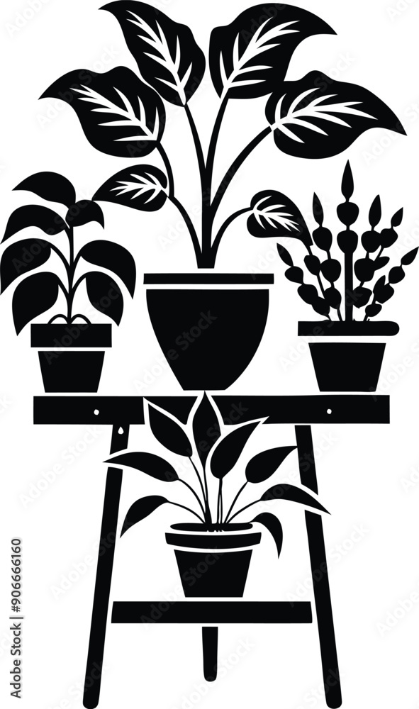 plant stand silhouette illustration black and white plant stand silhouette illustration black and white