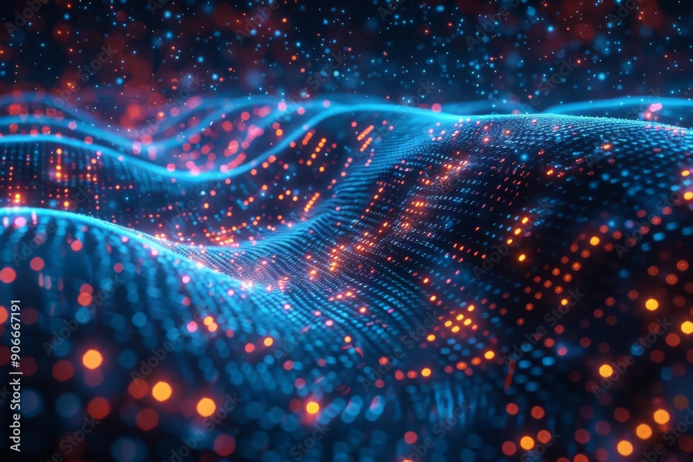 Fototapeta premium Digital Background Optimized for Technological Operations, Neural Networks, AI, Data Transfer, Encryption, Digital Archives, Audio-Visual Representations, and Scientific Research
