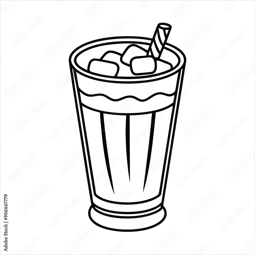A glass of ice Caramel Macchiato line art vector A glass of ice Caramel Macchiato line art vector