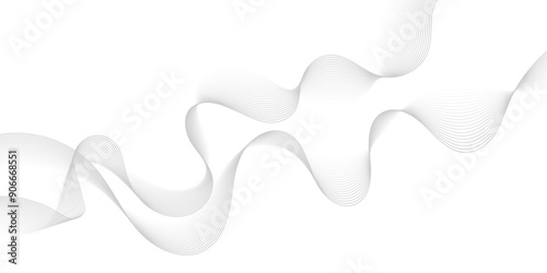 Gray  wave curve lines abstract background with flowing particles. Digital energy waves technology concept. Modern backdrop design for business, presentation, banner.