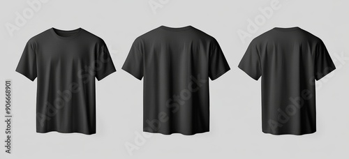 Mockup of an oversized t-shirt with front, side and back views, 3D illustration, 3D rendering photo