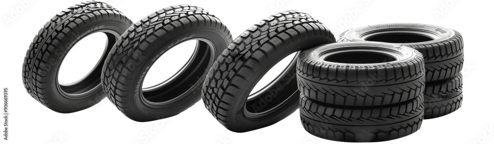 Set of black wheels isolated on white or transparent background Set of black wheels isolated on white or transparent background