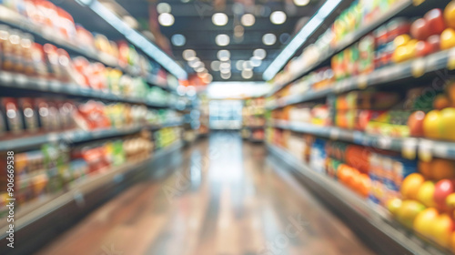 Completely blurry and defocused supermarket aisle backdrop 