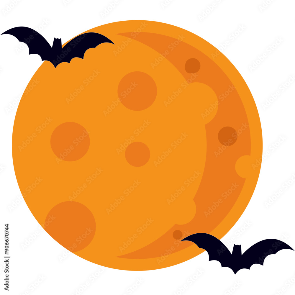 Fototapeta premium Halloween Moon With Bat