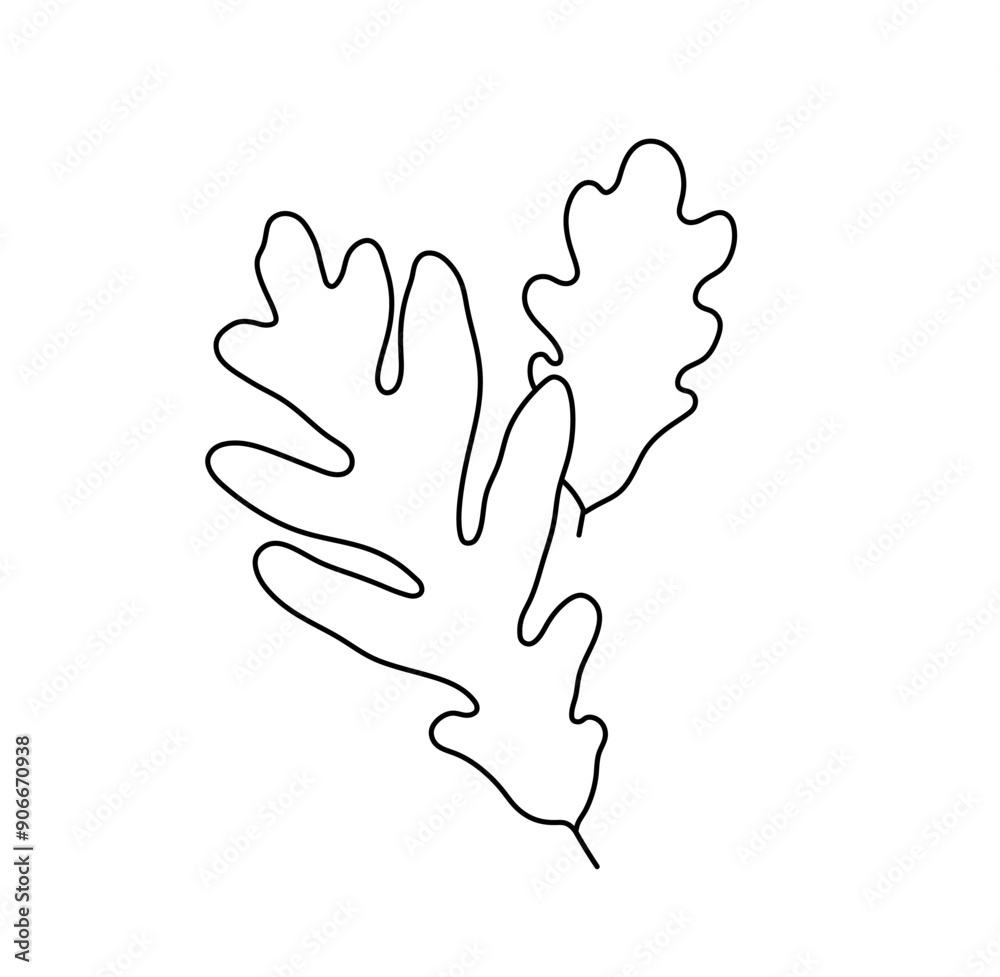 Obraz premium Vector isolated two pair couple oak leaves colorless black and white contour line easy drawing