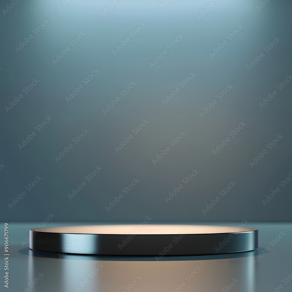 Room with close up product display podium Room with close up product display podium