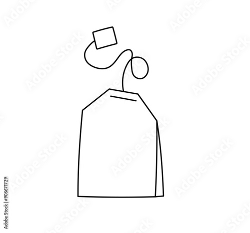 Vector isolated one single simple tea bag colorless black and white contour line easy drawing
