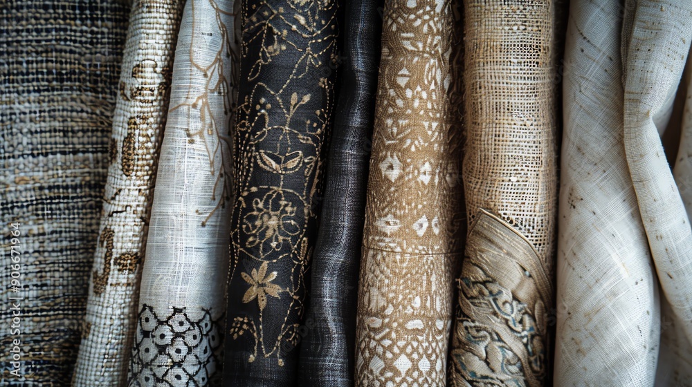 A close up of different fabrics. A close up of different fabrics.