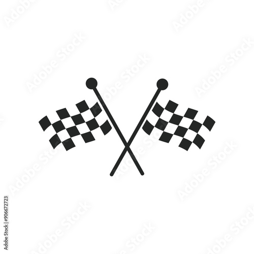 Crossed flags icon. Monochrome black and white symbol. Vector illustration